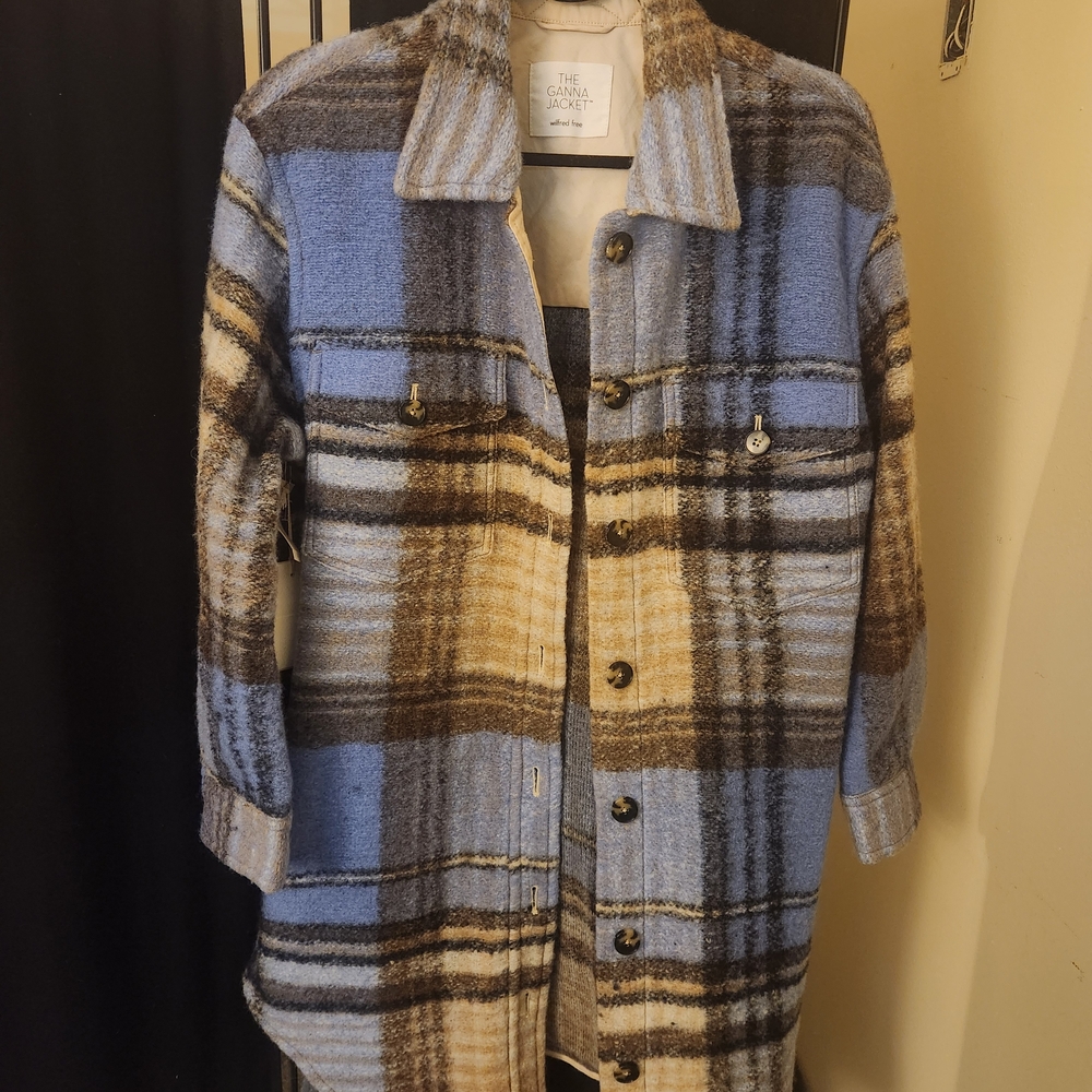 Wilfred Blue and Brown Plaid Utility Jacket